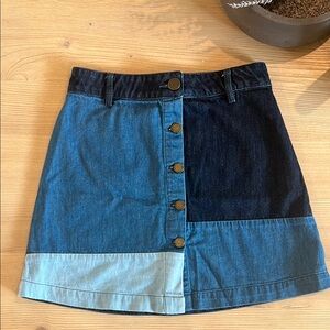 Etienne Marcel Patchwork Denim Mini Skirt
